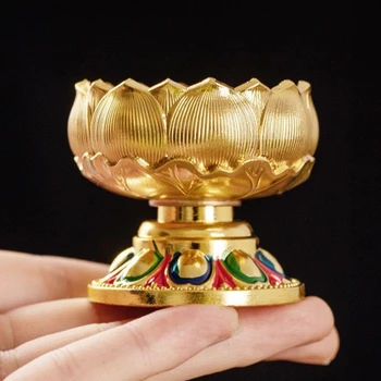 Reljefinis Budistų Mini Žvakė Žvakidė Taurės Cinko Lydinys Rankdarbių Auksinė Tibeto Lempa Namų Tantros Altorių Darbastalio Apdaila