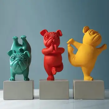 Puikus Jogos Prancūzų Buldogas Statula Dervos Figūrėlės Šiaurės Kūrybos Animacinių Filmų Gyvūnų Skulptūros Vaikai Kambario Dekoro Amatai