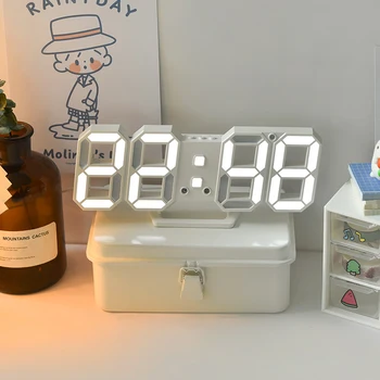 3D LED Skaitmeninis Laikrodis-Žadintuvas trimatis Sieninis Laikrodis Kabo Žiūrėti Stalo Kalendorius Termometras Elektroninis Laikrodis Baldai