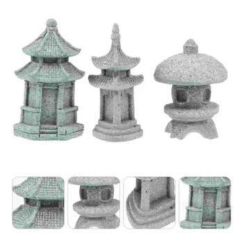 Pagoda Sodo Bokštas Statula, Miniatiūrinių Žibintų Dekoro Mini Smiltainio Figūrėlės Akmuo Japonų Zen Mažų Kinų Papuošalai Shui