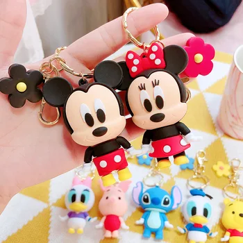 Kawaii Disney Mickey Mouse Dygsnio Keychain Cute Lėlės Pakabukas Mados Automobilio Raktų Žiedas Kuprinė Papuošalai Papuošalai Atostogų Dovanos