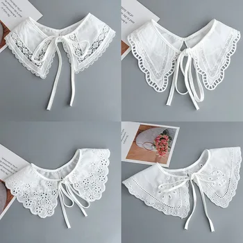 Nėrinių Gėlių Spausdinti Siuvinėjimas Netikrą šlaunies Moteriški Marškinėliai Tuščiaviduriai Iš Gėlių Karoliai Šalikas False Nuimamas Apykaklės