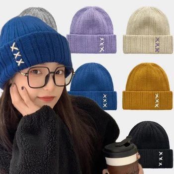 Korėjos Mados Megzti Skrybėlę Moterų Šiltas Vilnos Skrybėlę Lauko Rudens ir Žiemos Smulkaus Veido Dome Kepurės, Drabužių Aksesuarai