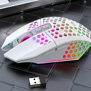 Wireless Gaming Mouse 3 pavarų X801 8 Mygtukai 1600 DPI Reguliuojamas RGB Įkraunama Kompiuterio Pelė Buitinių Kompiuterių Priedų