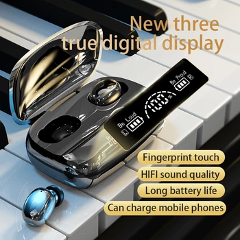 TWS Belaidžių Ausinių greitai įkrauti Touch cotrol vandeniui LED ekranas, 9D Stereo 