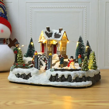 Derva LED Kalėdų Šviesos Miniatiūriniai Miesto Kotedžas Lėlių Statula Darbastalio Apdaila Rekvizitai