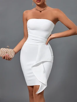 Pynimas Tvarstis Suknelė 2022 Moterų Baltas Tvarstis Suknelė Elegantiškas, Seksualus Vakaro Šalis Suknelė Aukštos Kokybės Vasaros Gimtadienis Klubas Komplektai