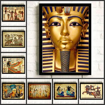Retro Klasikos Elementais Egipto Senovės Istorija, Plakatų ir grafikos Aukso Drobė Sienos Menas Namų Dekoro Paveikslas, Tapyba