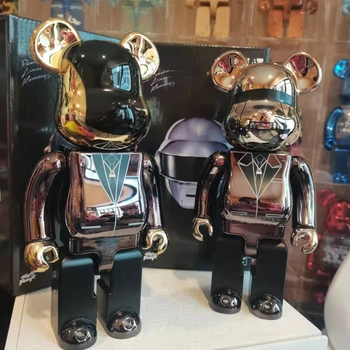 Bearbrick Daft Punk 400 1000 Bendrų Ryškus Veidas Smurto Turėti 3d Bearbrick Originalus Ornamentas Niūrus Lokys Statula Modelio Apdaila