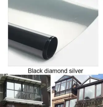 Black Diamond Sidabro Vandeniui Langų Plėvelė Vienas Būdas Veidrodis Sidabro Izoliacija Lipdukai UV Atmetimo Privatumo Lango Atspalvis, Filmai