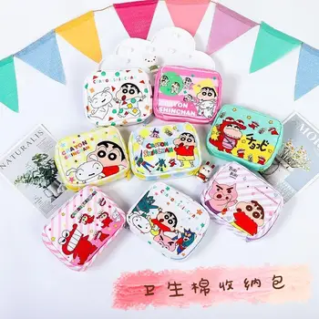 12*12*4Cm Crayon Shin-Chan Snoopy Animacinių Merginų Nešiojamų Sanitarijos Vystyklų Krepšys Kawaii Anime Kelionės Mini Kosmetika Saugojimo Krepšys